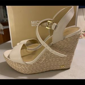 Michael Kors Jill Wedge Leather Wedge Sandals